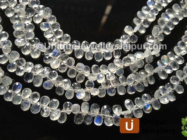 White Rainbow Faceted Pear Beads